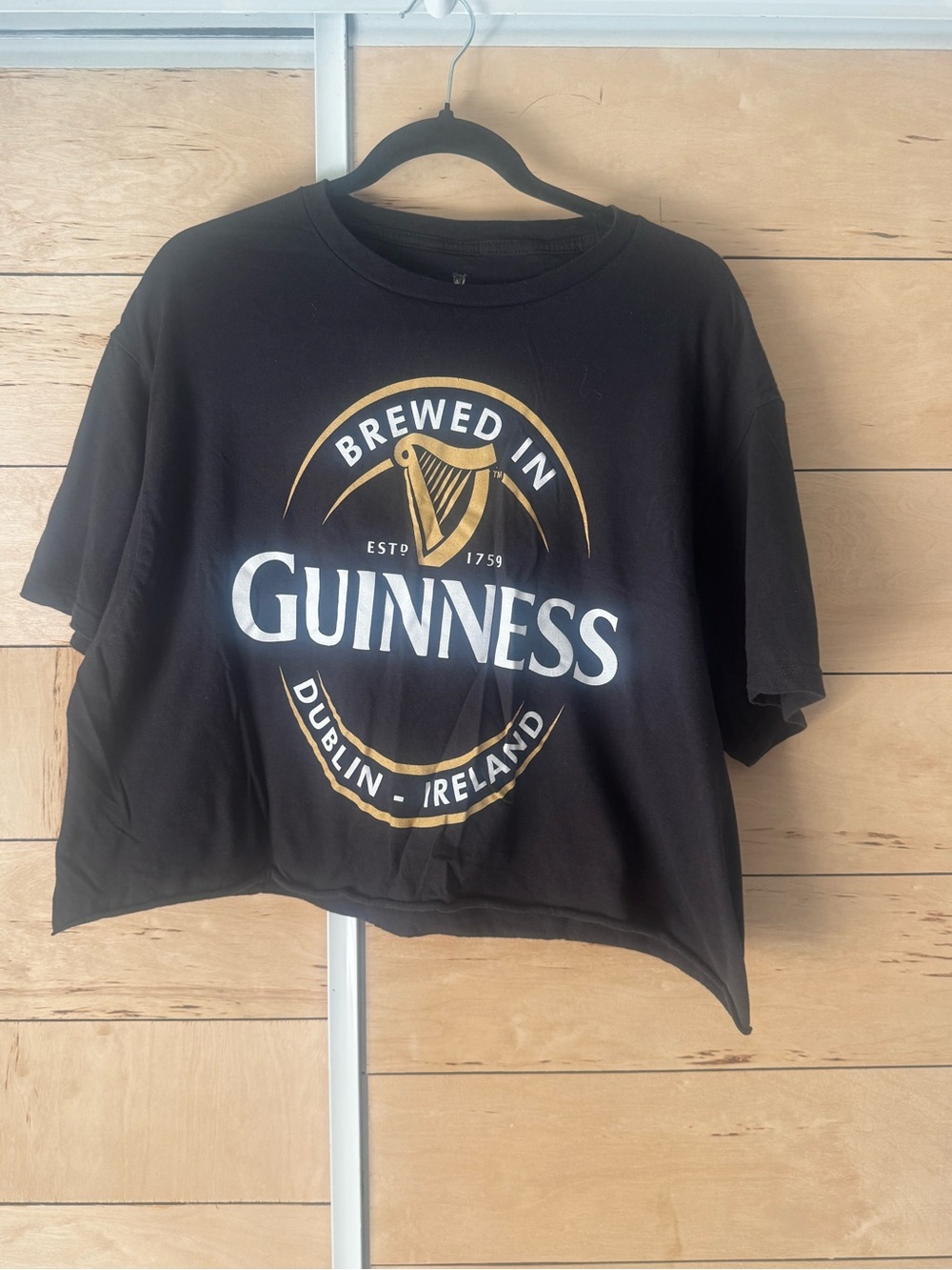 Guinness Black Crop Tee with White and Gold Logo